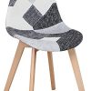 BenyLed Lot de 8 Chaises de Salle à Manger Chaises Patchwork Colorées avec Pieds en Bois Chaise Longue Scandinave (Noir-8pcs)