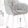 WOLTU 1 X Chaise de Salle à Manger composée de Lin et Bois Massif,Chaise Gris Clair pour Cuisine/Salon/Café BH94hgr-1