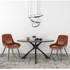 Lestarain Lot de 2 Chaises de Salle à Manger avec Dossier Chaise de Cuisine Rétro Chaise de Salon Assise en Similicuir et Pieds en Métal,Brune