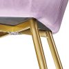 41MEIx89WCL._AC_.jpg TecTake 800861 Lot de 2 Chaises de Salle à Manger Effet Velours Scandinave Pieds en Acier Dorés Élégant avec Accoudoirs – Diverses Couleurs (Rose)