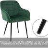 BlueOcean Furniture Lot de 4 chaises de salle à manger rembourrées en velours avec dossier et pieds en métal pour chambre à coucher (Vert, 4 pièces)