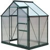 41PiS3LYqZL._AC_.jpg Outsunny Serre de Jardin Aluminium Polycarbonate 2,51 m² dim. 1,9L x 1,32l x 2,01H m Lucarne, Porte coulissante + Fondation Incluse alu. Vert Polycarbonate Transparent