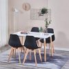 N/C Lot de 4 Chaises de Salle à Manger Pieds en Bois Massif - Style Scandinave Noir