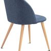 41WfrHnzbaS._AC_.jpg Mc Haus SOFI - Lot de 2 chaises salle à manger siège rembourré en tissu couleur bleu acier salon style scandinave et pieds en métal à effet bois 49x46x77cm