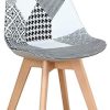 41XUQIi5-rL._AC_.jpg Injoy Life Lot de 4 chaises de salle à manger modernes en patchwork avec pieds en bois massif et siège rembourré doux pour cuisine, salon, bureau, noir