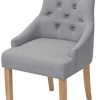 41XaFVsZ5SL._AC_.jpg vidaXL Bois de Chêne 2X Chaise de Salle à Manger Tissu Gris Clair Cuisine