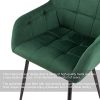 BlueOcean Furniture Lot de 4 chaises de salle à manger rembourrées en velours avec dossier et pieds en métal pour chambre à coucher (Vert, 4 pièces)