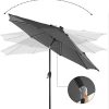 41ZIBMfyhmL._AC_.jpg SONGMICS Parasol de jardin avec ampoules LED à énergie solaire, Ombrelle de terrasse, diamètre 3 m, protection salaire UPF50+, inclinaison réglable, avec manivelle, sans socle, Gris GPU33GY
