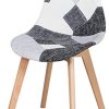 BenyLed Lot de 8 Chaises de Salle à Manger Chaises Patchwork Colorées avec Pieds en Bois Chaise Longue Scandinave (Noir-8pcs)