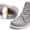 Bottines Femme Plates Hiver Chaussure Chaudes Fourrure PU Cuir Botte Lacets Bottines de Neige Cheville Botte Randonnée Boots Noir Kaki Gris Rose 36-43 EU