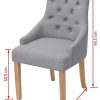 41dc4Wu1cL._AC_.jpg vidaXL Bois de Chêne 2X Chaise de Salle à Manger Tissu Gris Clair Cuisine