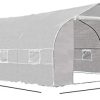 Outsunny Serre Tunnel de Jardin dim. 6L x 3l x 2H m Porte + 8 fenêtres enroulables Acier galvanisé bâche PE Haute densité Blanc