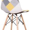EGOONM Lot de 6 Chaise de Salle à Manger Multicolor Patchwork,Chaises en Tissu de Lin Loisirs Salon,Chaises avec Dossier à Coussin Souple (Jaune-6)