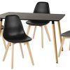 Lot de 4 Chaises de Salle Manger Scandinave, Siège en Plastique PP et Pieds en Bois de Hêtre, Chaises de Salle à Manger Moderne pour Cuisine, Salle à Manger, Salon (Noir, 4)