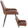 Lestarain Lot de 2 Chaises de Salle à Manger avec Dossier Chaise de Cuisine Rétro Chaise de Salon Assise en Similicuir et Pieds en Métal,Brune