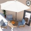 41lxL4fFOvL._AC_.jpg Demi-Parasol Ø 2,7 m Kingsleeve Hydrofuge Protection UV 50+ crème avec manivelle et Passage d'air sur Partie supérieure terrasse Balcon Jardin
