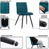 41mqFXhtHOS._AC_.jpg HNNHOME Cubana Lot de 2 chaises de salle à manger rembourrées en velours avec pieds solides en métal noir (sarcelle, velours)