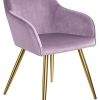 41nhMpAAnWL._AC_.jpg TecTake 800861 Lot de 2 Chaises de Salle à Manger Effet Velours Scandinave Pieds en Acier Dorés Élégant avec Accoudoirs – Diverses Couleurs (Rose)