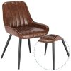 Lestarain Lot de 2 Chaises de Salle à Manger avec Dossier Chaise de Cuisine Rétro Chaise de Salon Assise en Similicuir et Pieds en Métal,Brune