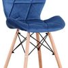 luckeu Lot de 4 Chaises, Rétro Classique avec Pieds en Bois de Hêtre Massif et Assise en Flanelle, Chaise de Salle à Manger, Chaise de Bureau, Chaise de Salon (Bleu)