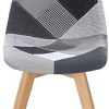 IDMarket - Lot de 6 chaises SARA Gris foncé x2, Gris Clair x2 et patchworks Noirs, Gris et Blancs