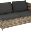 TecTake 800678 Salon de Jardin 4 Personnes en résine tressée, 2 Canapés modulables, Coffre de Rangement et Table Basse en Verre Inclus – Plusieurs Couleurs Disponibles (Marron Naturel | no. 403723)