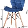 luckeu Lot de 4 Chaises, Rétro Classique avec Pieds en Bois de Hêtre Massif et Assise en Flanelle, Chaise de Salle à Manger, Chaise de Bureau, Chaise de Salon (Bleu)