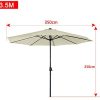 41ugla4EOEL._AC_.jpg LARS360 Parasol Ø 350 cm beige - Parasol de jardin en polyester imperméable avec manivelle - Protection UV 40+ pour balcon, jardin, terrasse