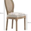 41ux4h05a-L._AC_.jpg HOMCOM Lot de 2 chaises de Salle à Manger - Chaise de Salon médaillon Style Louis XVI - Bois Massif sculpté, patiné - Dossier cannage - Aspect Lin Beige