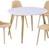 Menzzo Lot de 4 chaises scandinaves Gao Tissu Beige, 87x40x57 cm