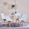 41xvv6wDuL._AC_.jpg Injoy Life Lot de 6 chaises de salle à manger modernes en plastique avec pieds en bois massif et siège rembourré doux pour cuisine, comptoir, salon, salon - Chaises d'angle blanches
