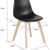 Lot de 4 Chaises de Salle Manger Scandinave, Siège en Plastique PP et Pieds en Bois de Hêtre, Chaises de Salle à Manger Moderne pour Cuisine, Salle à Manger, Salon (Noir, 4)
