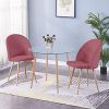 GOLDFAN Chaises de Salle à Manger Lot de 2 Velours Chaise de Cuisine Chaise Longue avec Pieds en métal pour Maison et Bureau, (Rose Foncé)