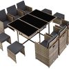 513xHgHvtiL._AC_.jpg TecTake Salon de Jardin en Résine Tressée 10 Places Housse de Protection 6 Fauteuils 4 Tabourets 1 Table