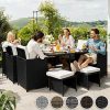 514qtS4iD9L._AC_.jpg TecTake Salon de Jardin en Résine Tressée 10 Places Housse de Protection 6 Fauteuils 4 Tabourets 1 Table