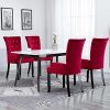 515C-R1qdyS._AC_.jpg vidaXL 4X Chaises de Salle à Manger avec Accoudoirs Chaises à Dîner Chaises de Repas Meuble de Cuisine Salon Intérieur Maison Rouge Velours