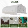 Outsunny Serre Tunnel de Jardin dim. 6L x 3l x 2H m Porte + 8 fenêtres enroulables Acier galvanisé bâche PE Haute densité Blanc