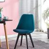 Nordlys - Lot de 2 Chaises de Salle a Manger Scandinaves Pieds Bois Velours Bleu Canard