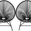 51H1eq7C43L._AC_.jpg IDMarket - Lot de 2 fauteuils de Jardin Izmir Noirs Design Oeuf avec Cordage Plastique