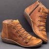 Dasongff Bottines pour femme en cuir synthétique pour l'automne et l'hiver - Bottes d'hiver vintage à lacets - Confortables et plates - Fermeture éclair - Bottes courtes Chelsea