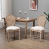 51K1dkRSj0L._AC_.jpg HOMCOM Lot de 2 chaises de Salle à Manger - Chaise de Salon médaillon Style Louis XVI - Bois Massif sculpté, patiné - Dossier cannage - Aspect Lin Beige