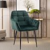 BlueOcean Furniture Lot de 4 chaises de salle à manger rembourrées en velours avec dossier et pieds en métal pour chambre à coucher (Vert, 4 pièces)