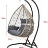 [en.casa] Siège Suspendu 2 Places Panier Cadre Coussins Fauteuil Zen pour Intérieur Extérieur Support Solide Acier Housse Amovible Polyester Capacité 250 kg Polyrotin Hauteur 195 cm Marron Gris Foncé