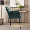 BlueOcean Furniture Lot de 4 chaises de salle à manger rembourrées en velours avec dossier et pieds en métal pour chambre à coucher (Vert, 4 pièces)
