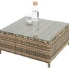 TecTake 800678 Salon de Jardin 4 Personnes en résine tressée, 2 Canapés modulables, Coffre de Rangement et Table Basse en Verre Inclus – Plusieurs Couleurs Disponibles (Marron Naturel | no. 403723)