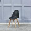 Lot de 4 Chaises de Salle Manger Scandinave, Siège en Plastique PP et Pieds en Bois de Hêtre, Chaises de Salle à Manger Moderne pour Cuisine, Salle à Manger, Salon (Noir, 4)