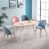 51ScQoNZskS._AC_.jpg Mc Haus SOFI - Lot de 2 chaises salle à manger siège rembourré en tissu couleur bleu acier salon style scandinave et pieds en métal à effet bois 49x46x77cm
