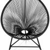 51Sovqir4vL._AC_.jpg IDMarket - Lot de 2 fauteuils de Jardin Izmir Noirs Design Oeuf avec Cordage Plastique
