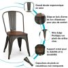 51TO1c9aOrL._AC_.jpg Costway Lot 4 Chaises Salle à Manger Empilable de Style Industriel en Acier Convient pour Bistrot,Cuisine,Bar,Café, Jardin,Balcon 52 x 44 x 84cm (L x l x H) Charge Max. 120kg (Marron)