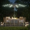 51WxD7nvCjL._AC_.jpg SONGMICS Parasol de jardin avec ampoules LED à énergie solaire, Ombrelle de terrasse, diamètre 3 m, protection salaire UPF50+, inclinaison réglable, avec manivelle, sans socle, Gris GPU33GY